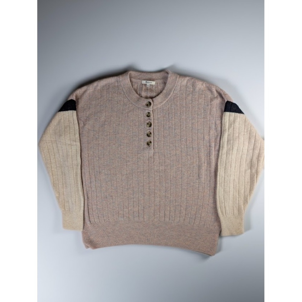 Madewell Colorblock Henley Merino Wool Alpaca blend Sweater Women's L